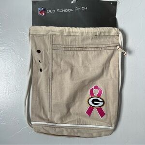 NEW NFL Canvas Cinch Bag with Pink Ribbon and Green Bay Packers